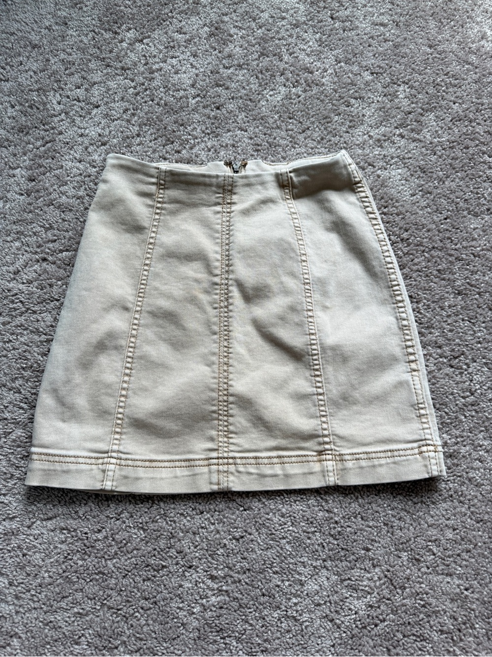 Free People Cream A-Line Mini Skirt with Panel Seams